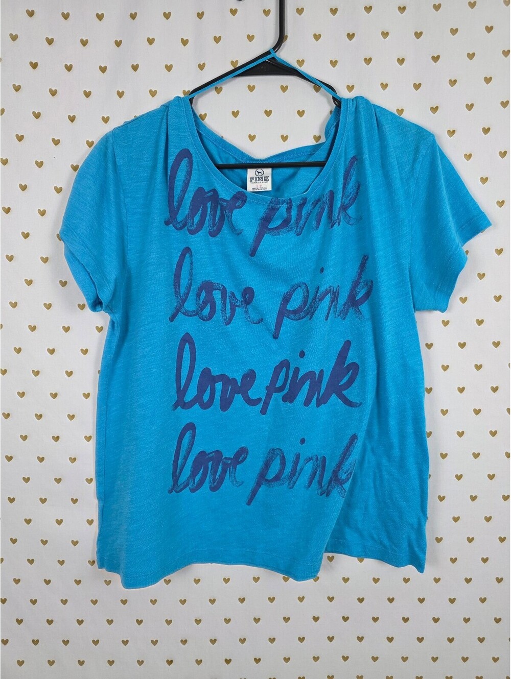 Victorias Secret PINK Vintage Blue Tee shirt Love Small Oversized